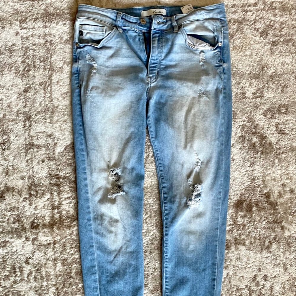 KanCan LA Jeans Ankle Crop Frayed Hem Acid Wash Distressed Denim Womens Sz W9 28